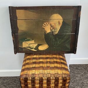Vintage Wooden Wall Art with Praying Man